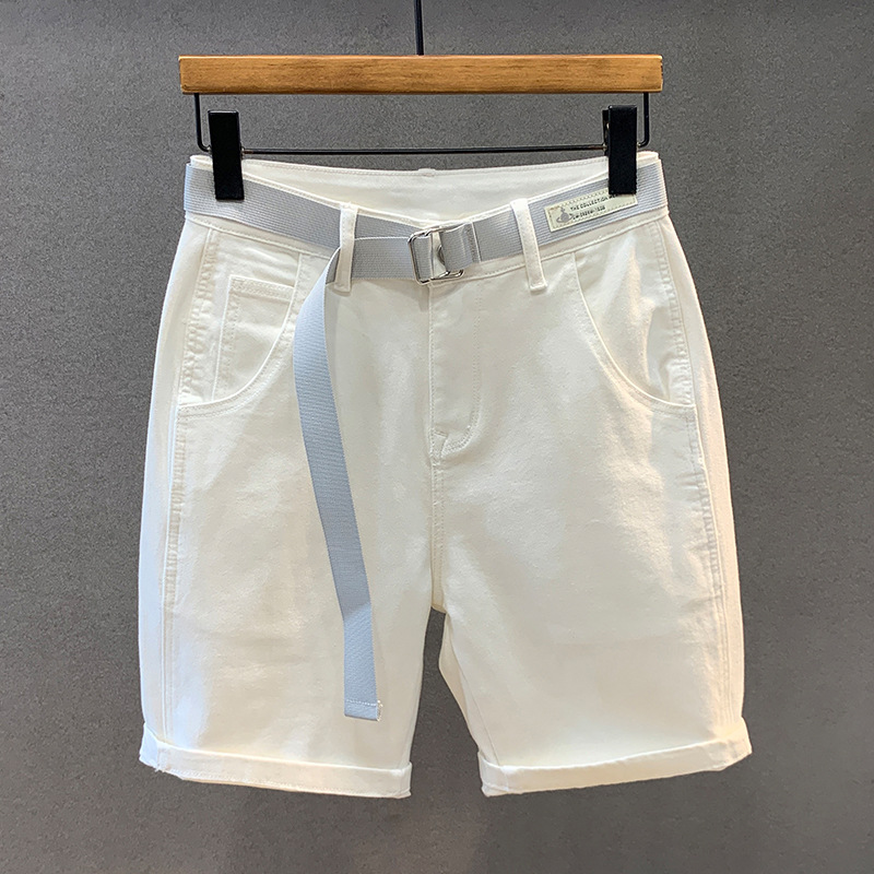 Summer New American Casual White Denim Shorts Men's Loose Five-point Pants Trend All-match Straight Pants