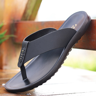 New Genuine Leather Cowhide Flip-Flops, Trendy Men's Shoes, Summer Casual Deodorant Outdoor Men's Sandals and Slippers, Drop Shipping