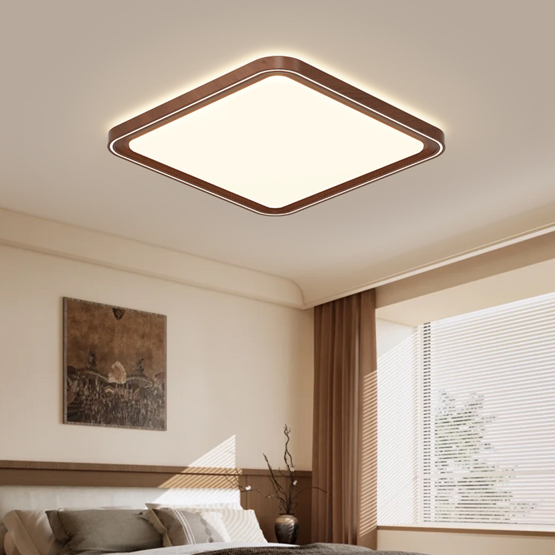 Sala de estar iluminación de techo de protección de ojos lámpara de sala de estar dormitorio simple color nuez estilo antiguo toda la casa lámpara de montaña 115L