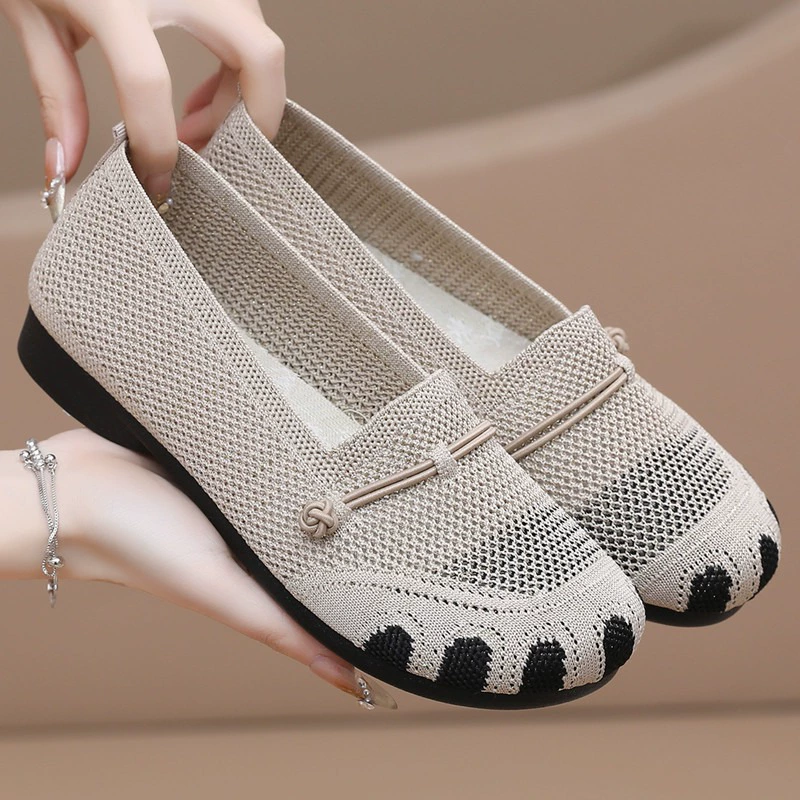 Женские тканевые туфли Old Beijing, повседневные лоферы с дышащей сеткой, мягкая подошва, нескользящая удобная сетчатая обувь на плоской подошве для мам.