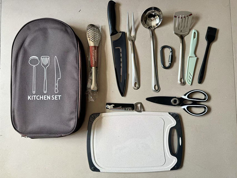 Al Aire Libre utensilios de cocina 8 unidades traje camping utensilios de cocina portátil de acero inoxidable vajilla camping picnic suministros barbacoa herramientas