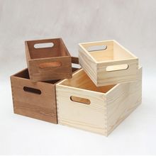 榫卯加厚无盖大号桌面收纳箱实木储物箱工具箱木质收纳盒日式
