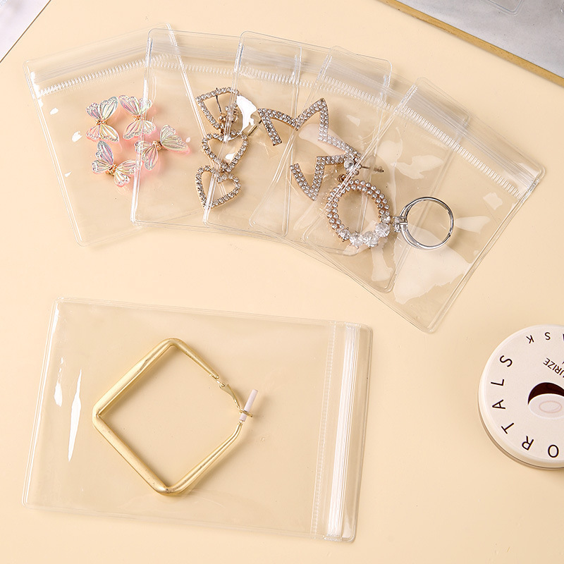 PVC transparente joyería ziplock bolsa joyería anti-oxidación bolsa de almacenamiento anillo pendientes collar portátil embalaje bolsa protectora