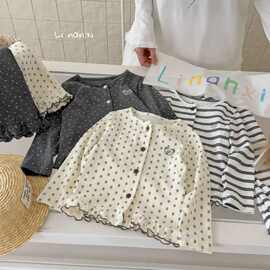 2026新款女童睡衣套装长袖条纹碎花春秋宝宝家居服荷叶边甜美风潮