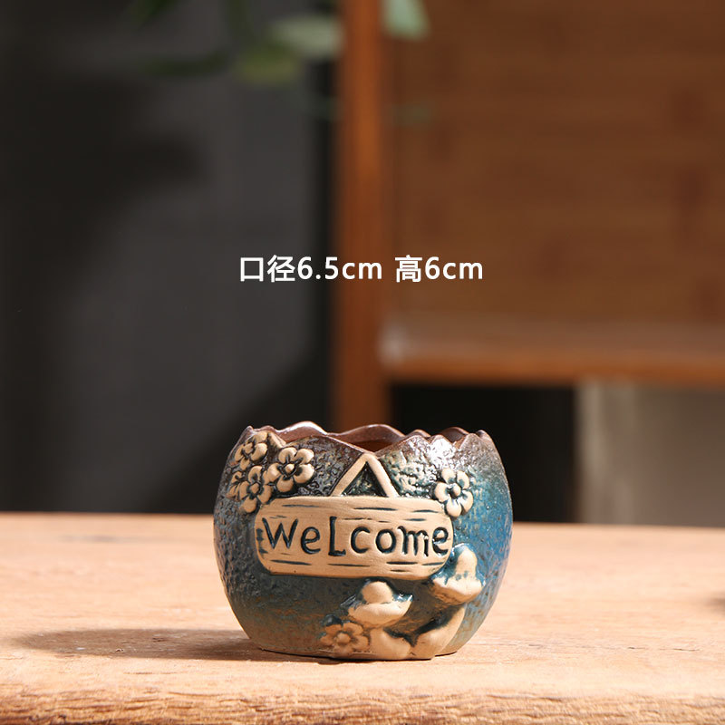 Pulgar degradado, maceta carnosa, cerámica, precio especial, balcón doméstico, terracota, cerámica pequeña, lavabo especial, liquidación al por mayor