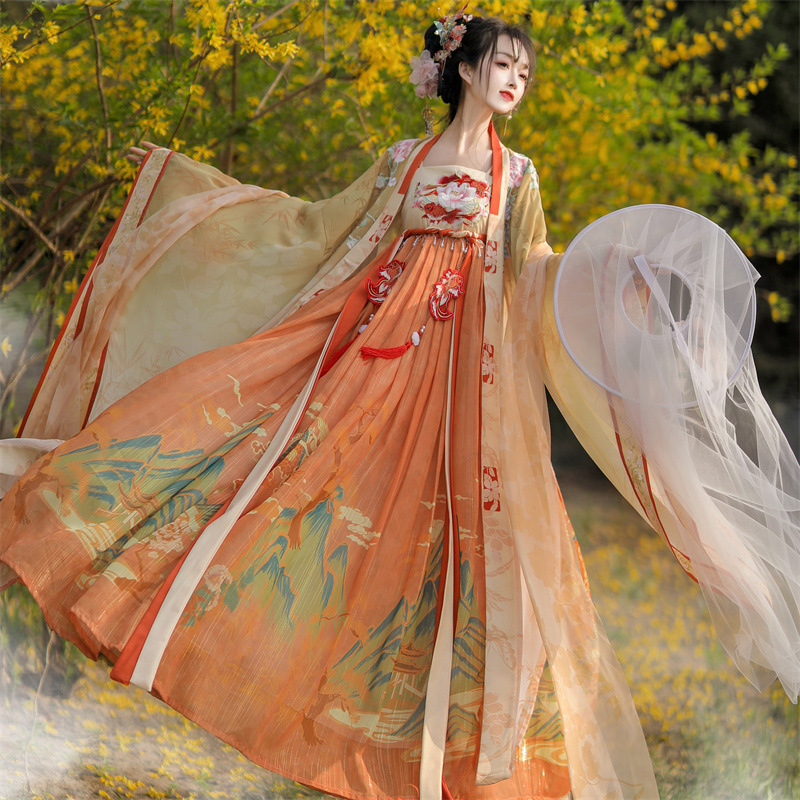 New Longjin Chebuli Skirt Hanfu Women's 2024 New Tang Style Chest-length Skirt Embroidered Big Sleeve Shirt Spring and Summer suit