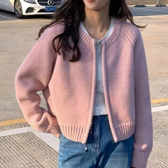 小个子女士毛衣外套女宽松春秋装2025年新款纯色双拉链针织开衫女