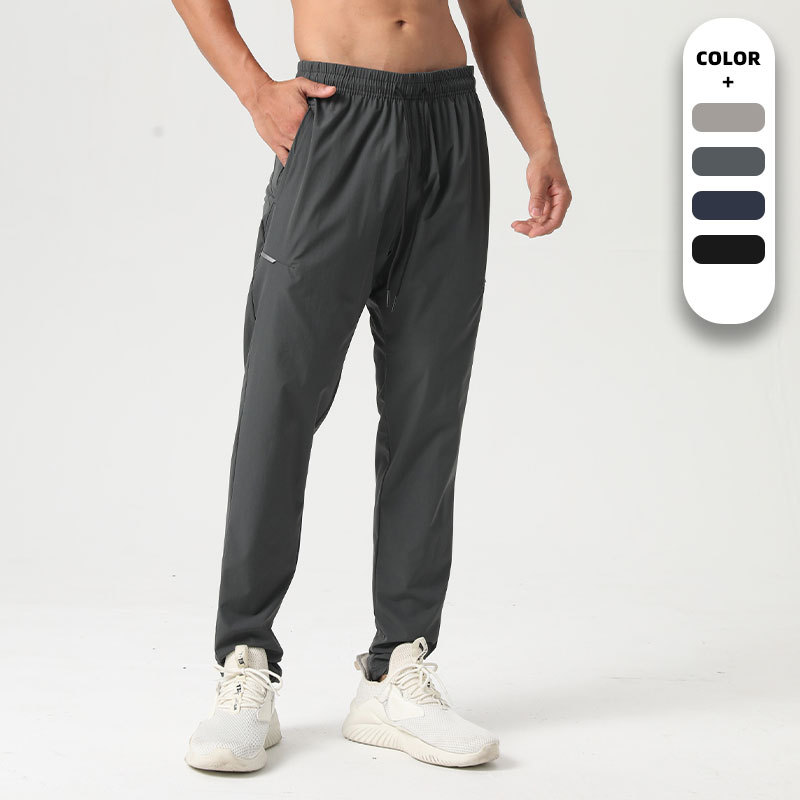 Deportes ocasionales pantalones de secado rápido de los hombres rectos sueltos de seda de hielo fino fresco al aire libre correr fitness yoga entrenamiento Pantalones