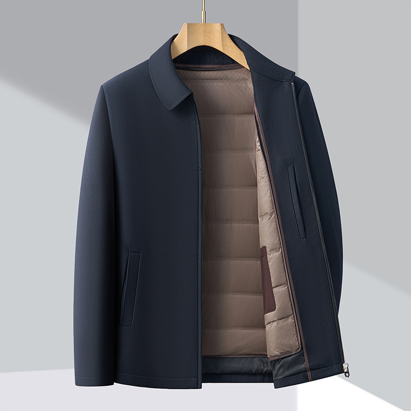 Counter Same Style Autumn and Winter down Jacket Middle-Aged Business Casual Men's Removable White Duck down Liner Jacket Top