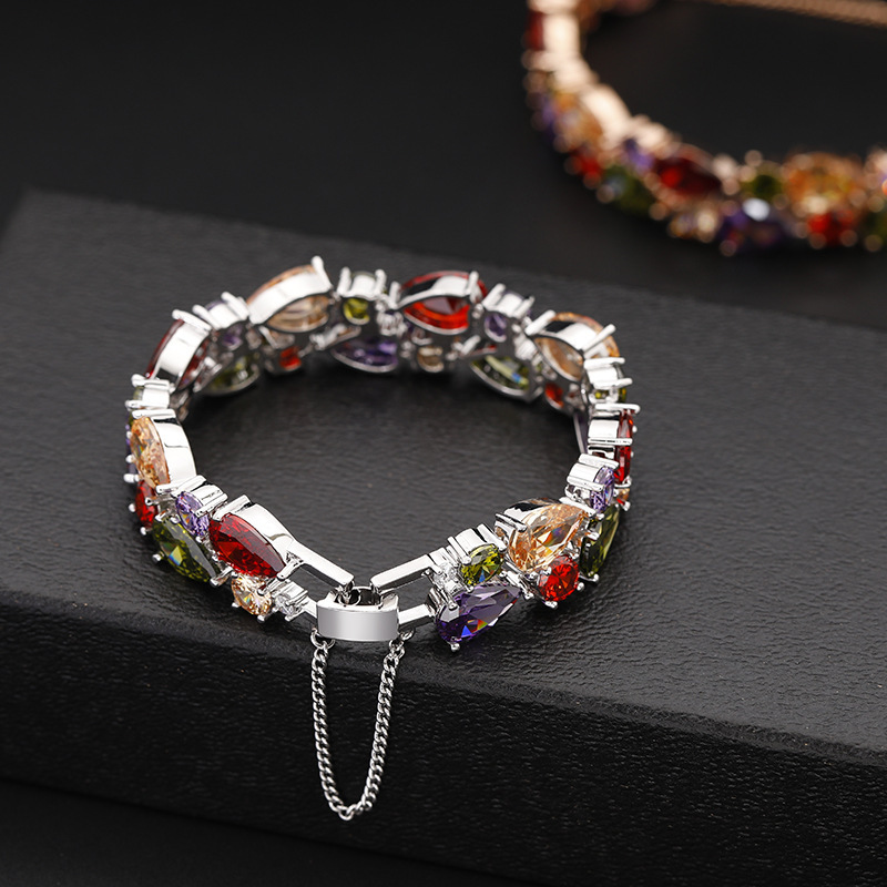 Cross-Border European and American Best-Selling Bracelets, Colorful Crystal Zircon Fashion Bracelets, Cross-Border Supply Zircon Bracelet Accessories Cross-Border European and American Best-Selling Bracelets, Colorful Crystal Zircon Fashion Bracelets, Cross-Border Supply Zircon Bracelet Accessories