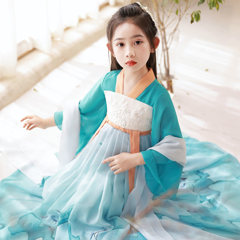 Spring and Autumn Children's Hanfu Dress for Girls, Ancient Chinese Style, Exquisite Ruqun, Chinese Traditional Fashion, Little Girl in Ancient Style Tang-style Dress, Summer Dress