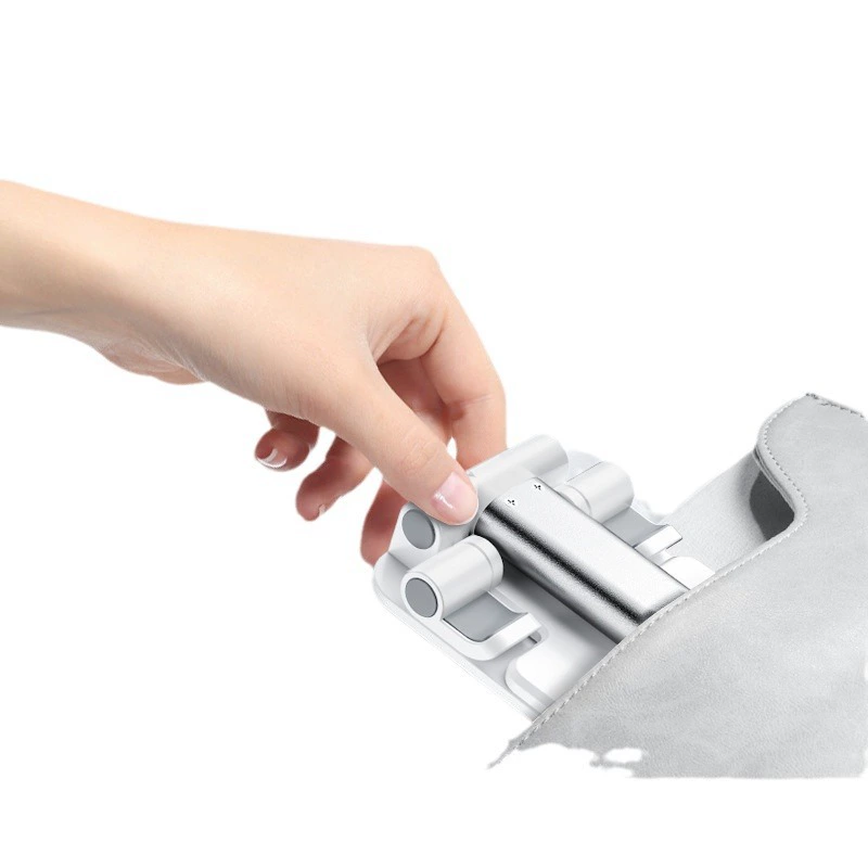 Folding mobile bracket phone/tablet stand, adjustable 360°, flat metal desktop holder