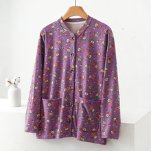 秋冬新款花色短外套单排扣洋气大码蚕丝羊绒上衣女碎花长袖开衫潮