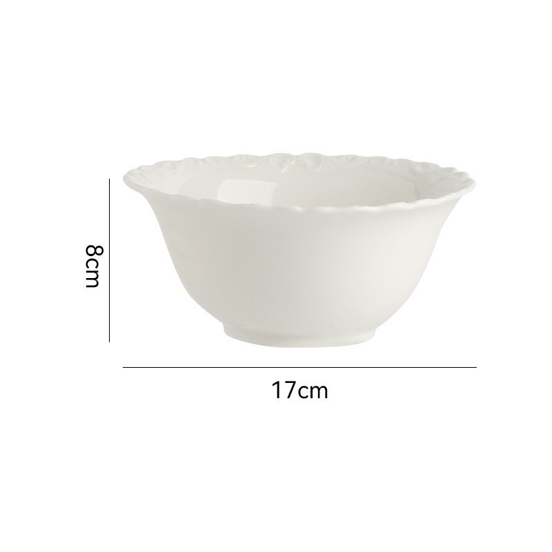 Tazón de 6 pulgadas en relieve blanco