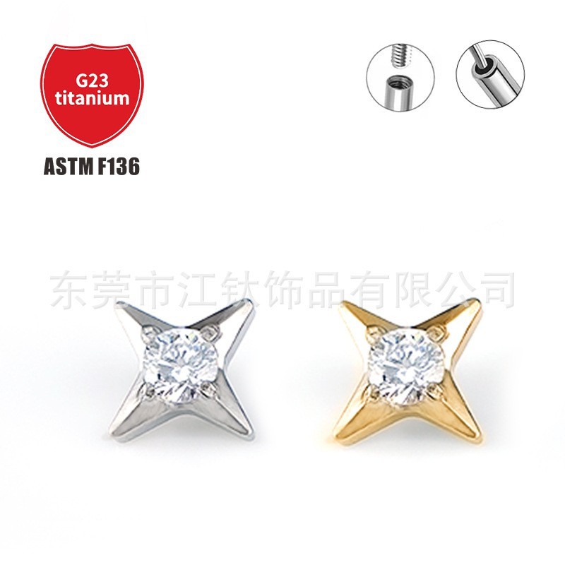 Pointed titanium steel lip stud product view