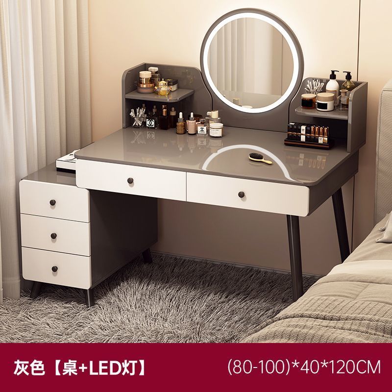 메인 사진 80-100cm 회색 5단 서랍(조명 포함)