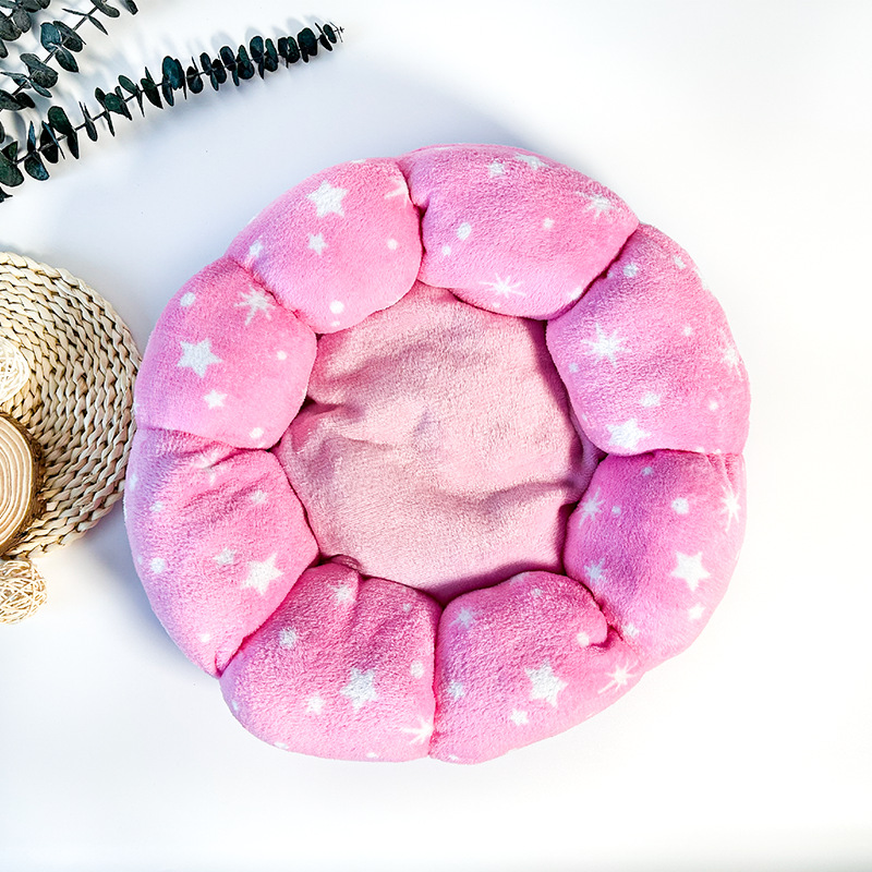 Χειμερινό χαλάκι σκύλου σε σχήμα λουλουδιού για γάτες, κρεβάτι κατοικίδιων ζώων, καθημερινές ανάγκες_voghion.com