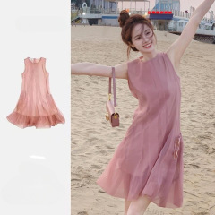 小柄で甘くて優しい風のノースリーブワンピース夏の新型女性の高級感があります。
