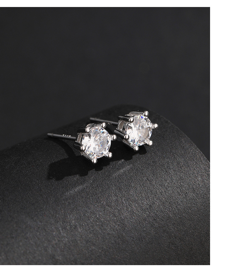 1 Pair Simple Style Geometric Solid Color Plating Inlay Sterling Silver Zircon Ear Studs display picture 2