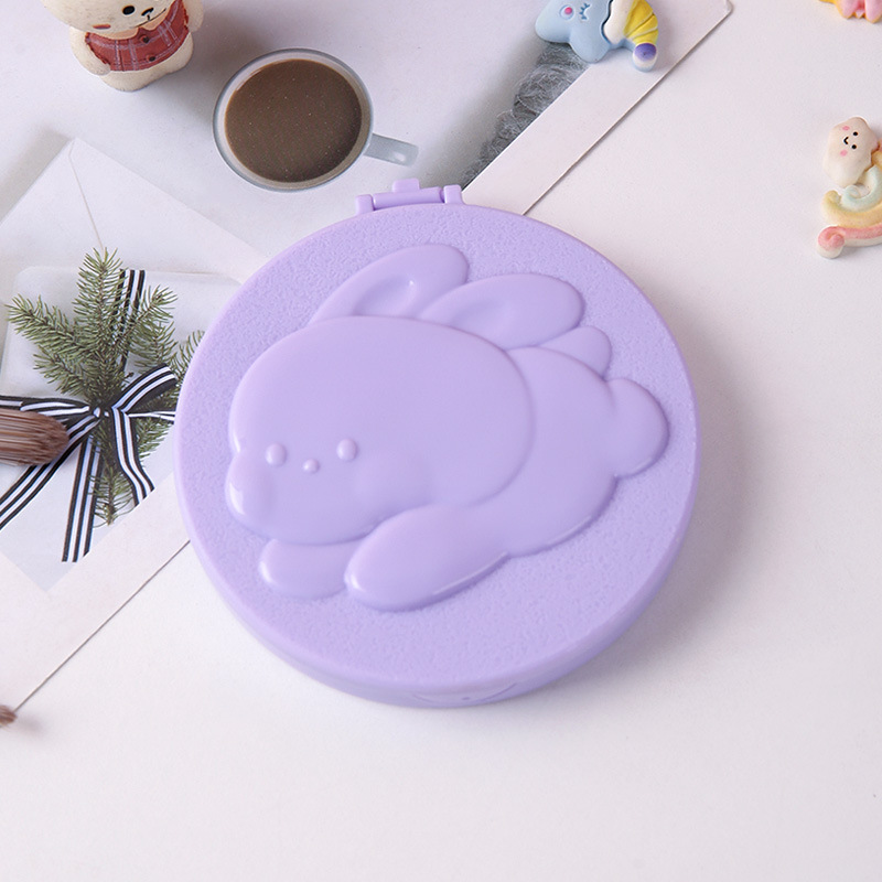 Espejo de maquillaje de dibujos animados plegable peine portátil con espejo pequeño espejo redondo creativo espejo de maquillaje estudiantes lindos espejos de plástico