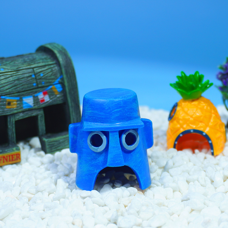 Dibujos animados piña casa pecera paisajismo acuario decoración de pvc esponja bebé pulpo hermano cangrejo jefe casa