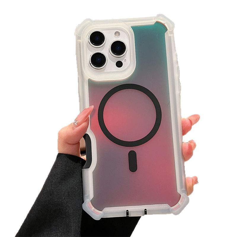 グラデーション磁気吸着宇宙シェル、Apple 17air16ProMax15P携帯電話ケース、四隅落下防止S25US24+対応|undefined