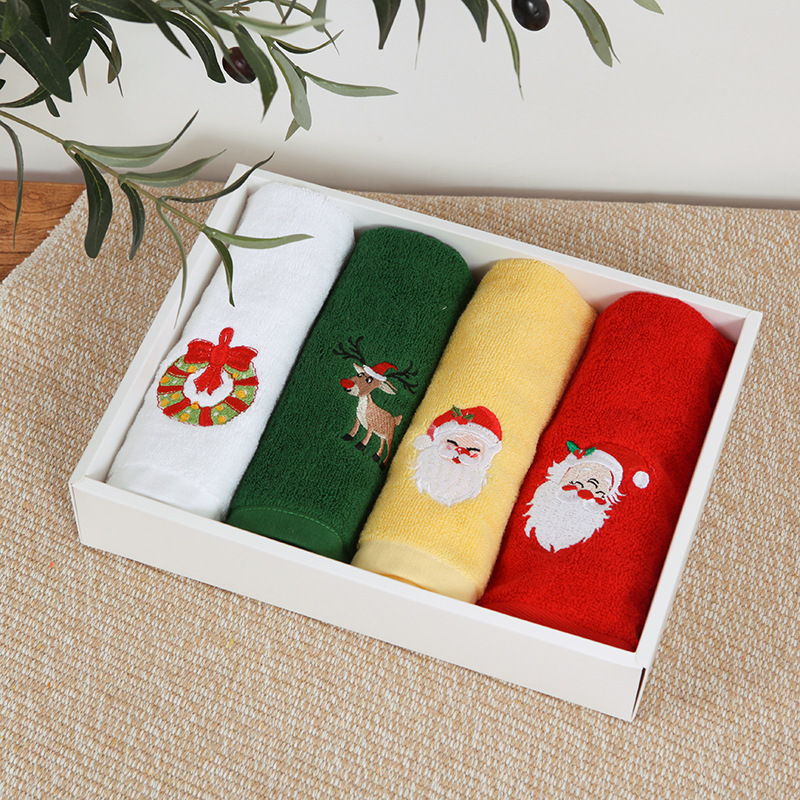 コットンクリスマスタオルサンタクロースクリエイティブギフトセット子供用洗面タオル卸売注文可能織り|undefined