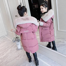 新款女童棉衣2025冬季韩版中大童儿童中长款加厚大毛领可脱卸棉服