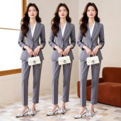 藏青色西装外套女春秋2025新款气质面试正装工作服职业装西服套装