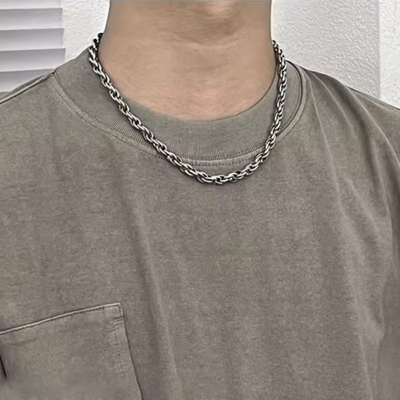 36g Weight Bracelets, Necklace Classification Hip-Hop Solid Color Titanium Steel Unisex Bracelets Necklace Men Chain Necklaces