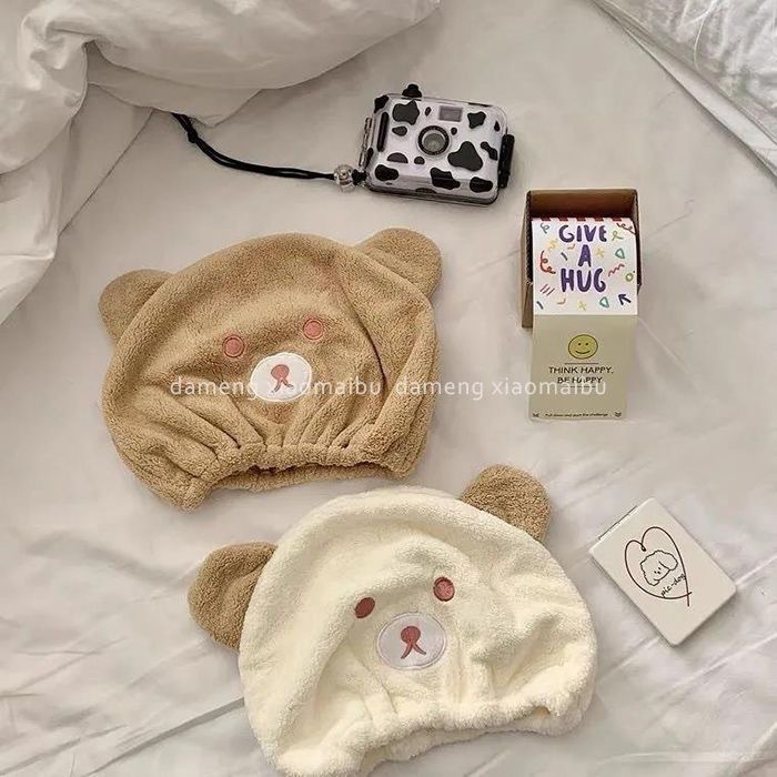 Super Absorbent Quick-Dry Hair Drying Cap For Women, Bear And Rabbit Thickened Shower Cap, Children's Cute Head Wrap,_voghion.com