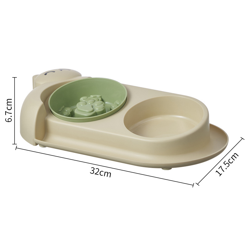 Nuevo cuenco para mascotas, doble cuenco de acero inoxidable para perros, cuenco para gatos anti-volcado, cuenco de comida lenta, cuenco para gatos con cuello de 15 ° para perros al por mayor