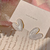 Retro silver needle, white small design brand earrings, silver 925 sample, French retro style, trend of season
