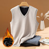 man Sleeveless Sweater Autumn and winter new pattern Solid keep warm vest Sweater V. Vest Easy Socket Sweater