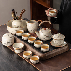 汝窯茶器セット2025新型家庭用陶磁器ティーポットでお茶を飲みます。