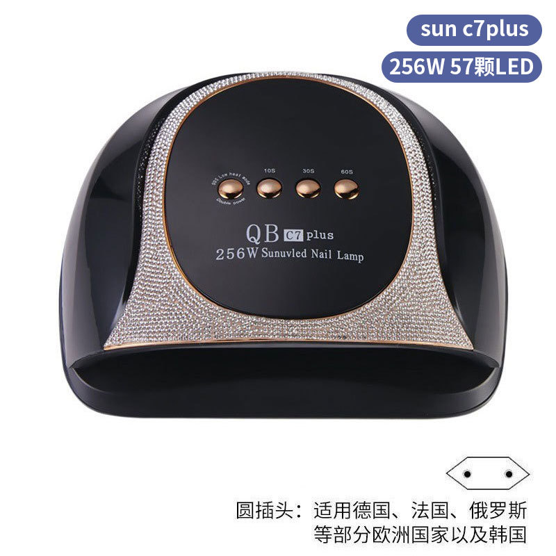 Lámpara de manicura inteligente de alta gama de luz de terapia de diamante 256W de alta potencia de pegamento de vinilo lámpara de horneado de dos manos secador de uñas transfronterizas