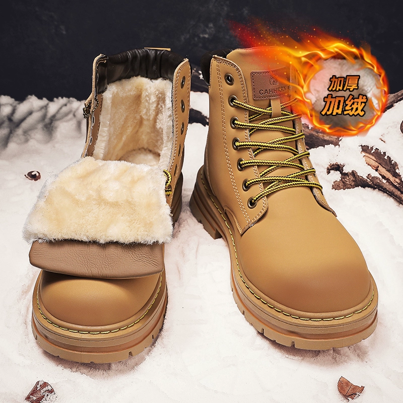 Martens, demi-season keep warm high non-slip shoes, boots for black leather, plus size