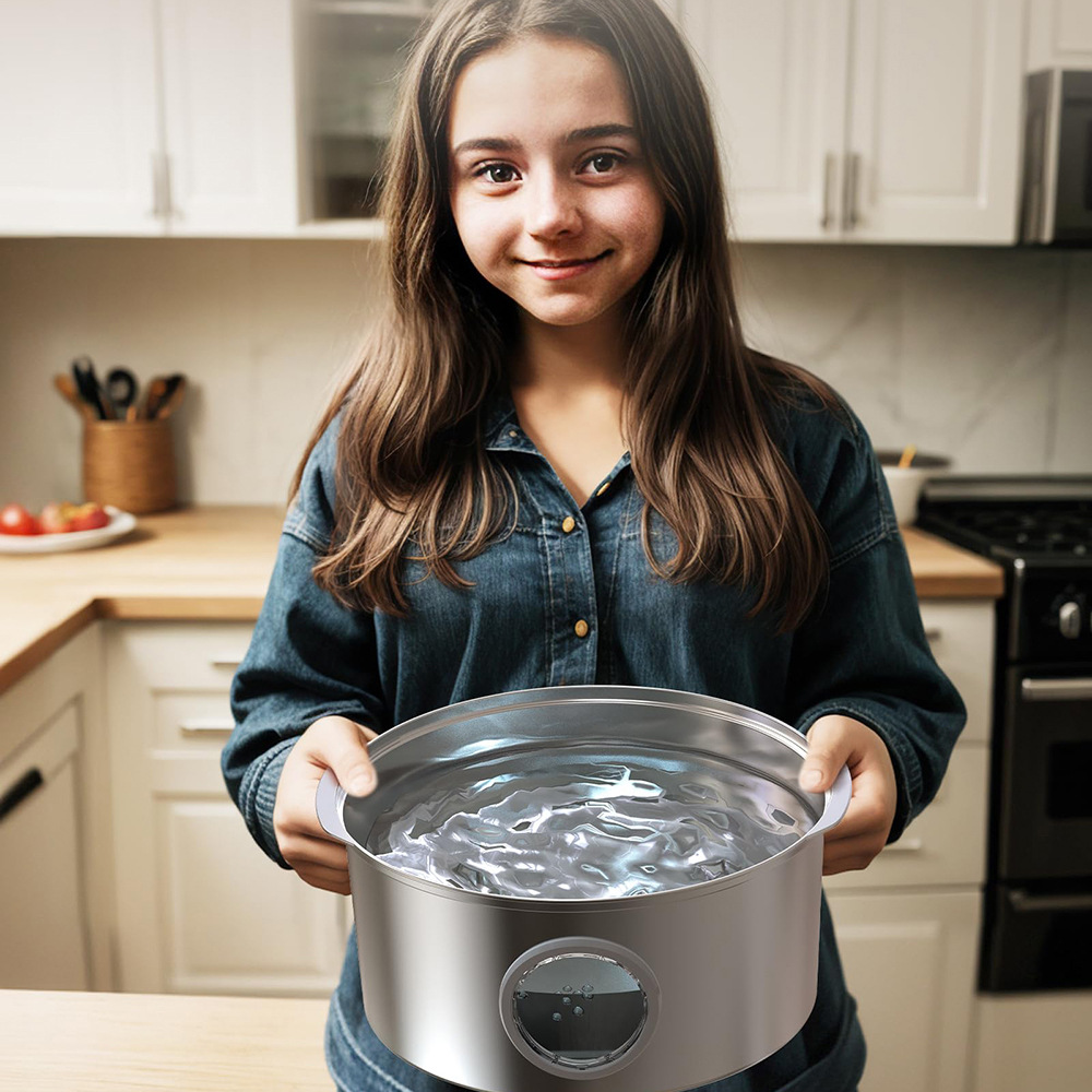 Explosiones transfronterizas 7L de acero inoxidable para mascotas tipo pista redonda de gran capacidad LED para gatos y perros