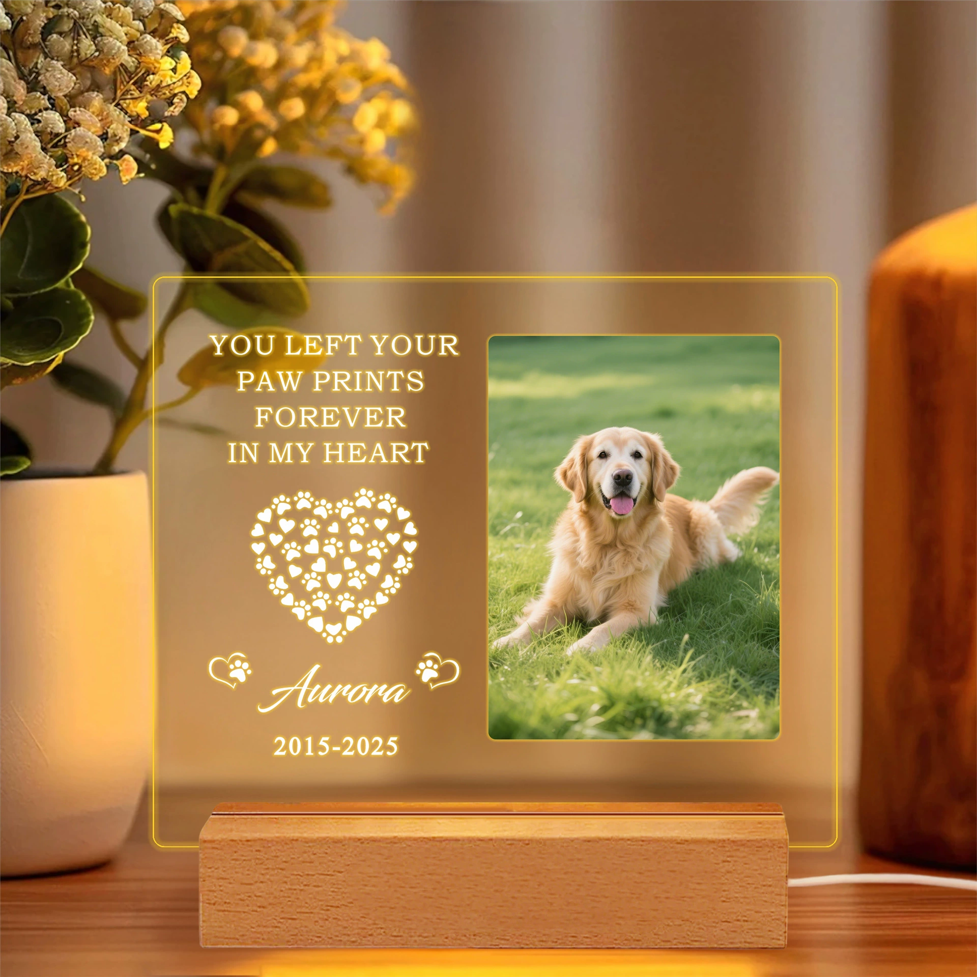 Креативный трансграничный хит продаж, акриловый деревянный ночник для домашних животных, Etsy, персонализированный светильник с фотографией животного, креативный