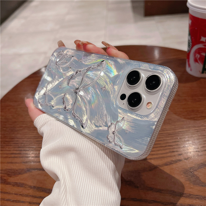 Instagram Premium Farfalla Piumata Adatto per Custodia per Telefono Apple 15 iPhone 14 Promax Gradiente 11/12 Nicchia_voghion.com