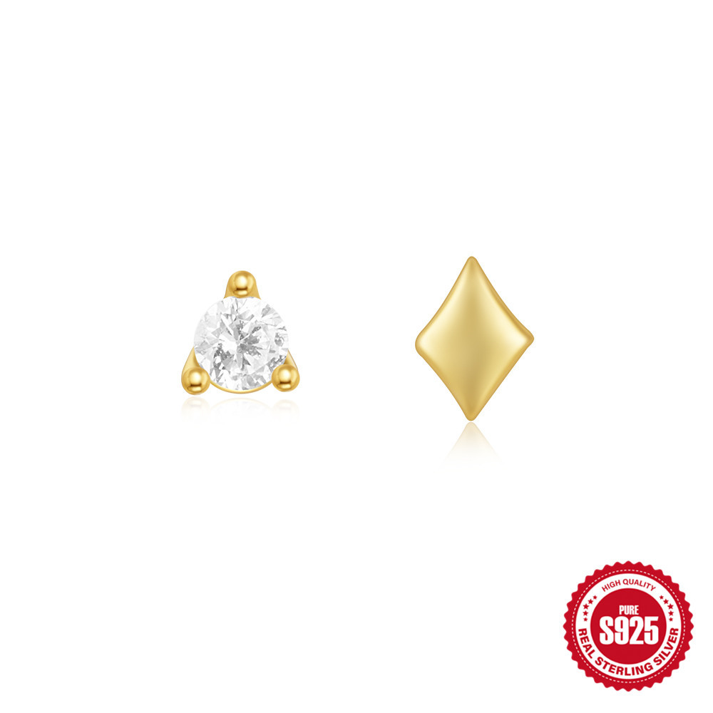 Nuevos productos europeos y americanos s925 pétalos de plata esterlina copos de nieve de cristal apilados en ambos lados con pendientes de perforación en espiral de cartílago de dos cabezas