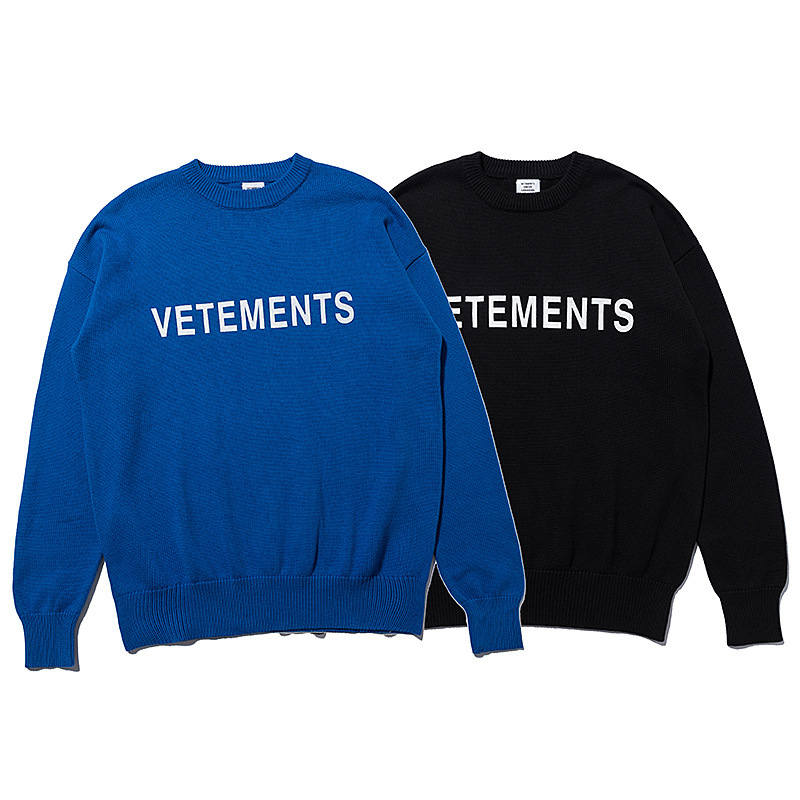 Cross-border Wholesale New VTM Vitt Cute Fashion Simple Letter Round Neck Knitted Men's and Women's Clothing Sweater Long Sleeve
