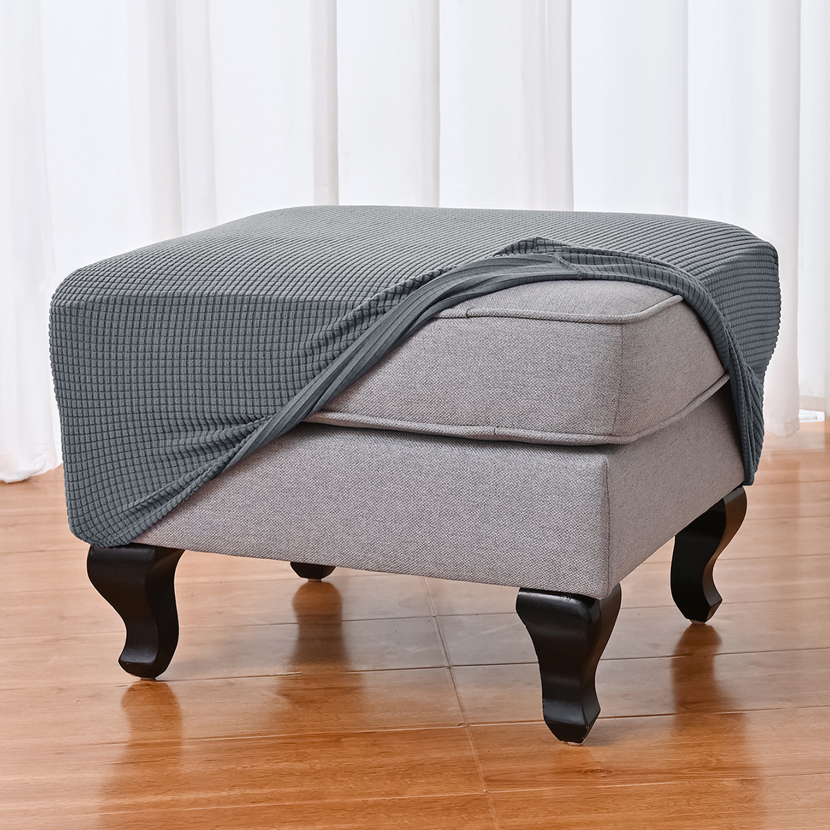 Transfronterizos sólidos elásticos agitando pelusa cubierta de taburete cuadrado cubierta de asiento de pies cubierta de polvo cubierta de sofá cubierta de taburete