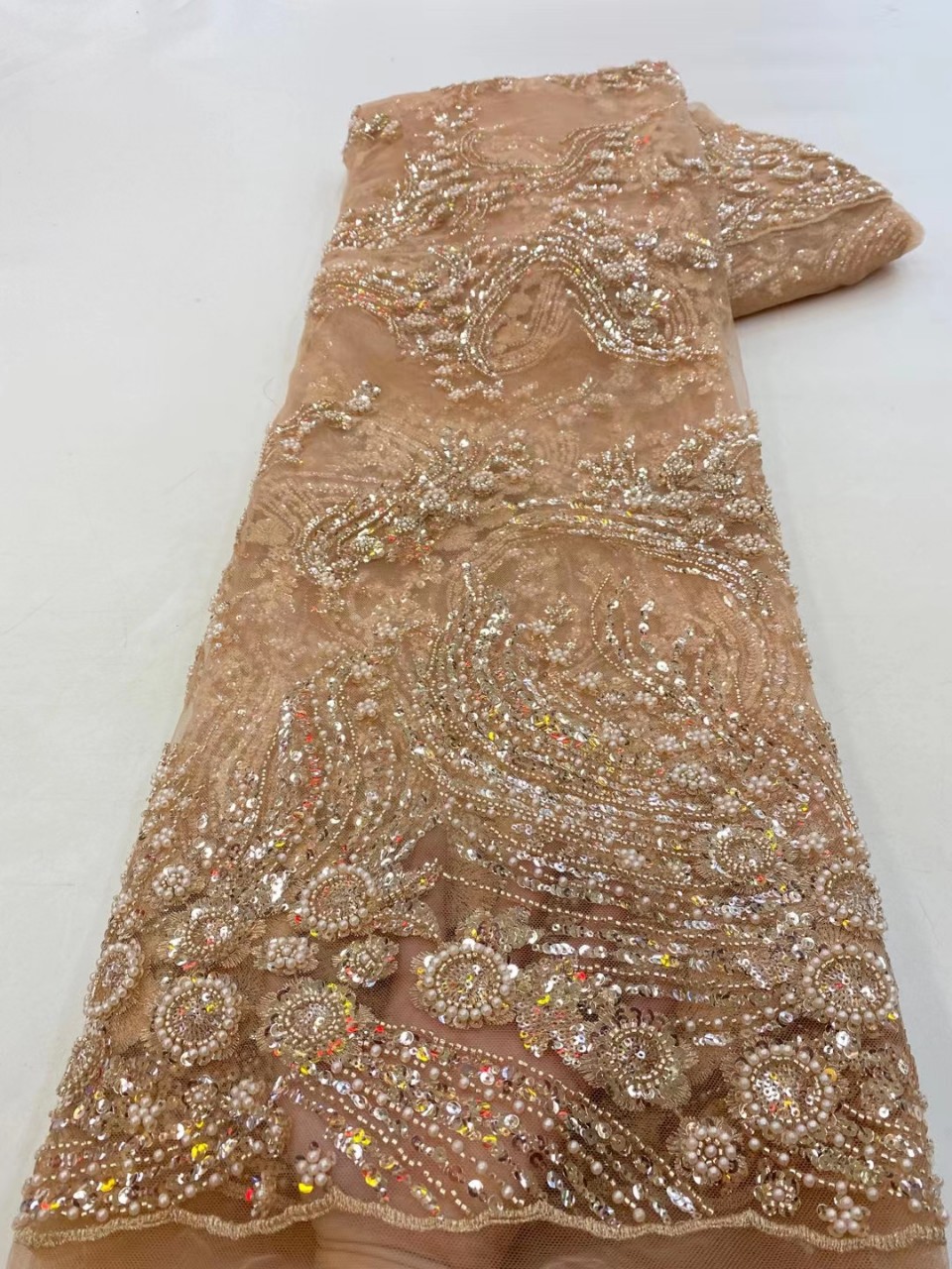 La industria pesada del tubo del grano de la boda vestido de noche de moda europea y americana de encaje de tela de encaje de boda JX2647 image 8