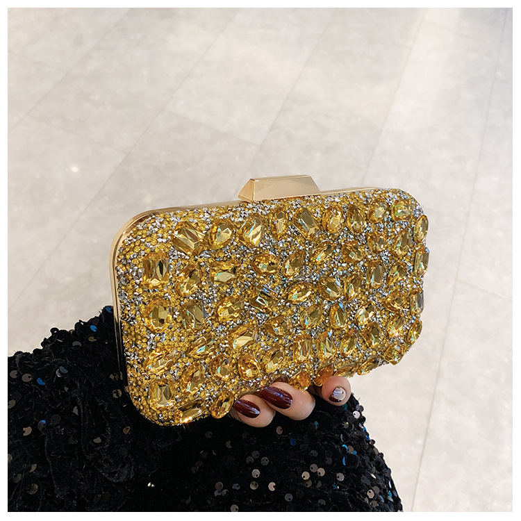 New cross-border full-diamond shiny bags, diamond-encrusted clutch bags, dinner bags, wedding banquet bags, party bags, small square bags and women's bags undefined