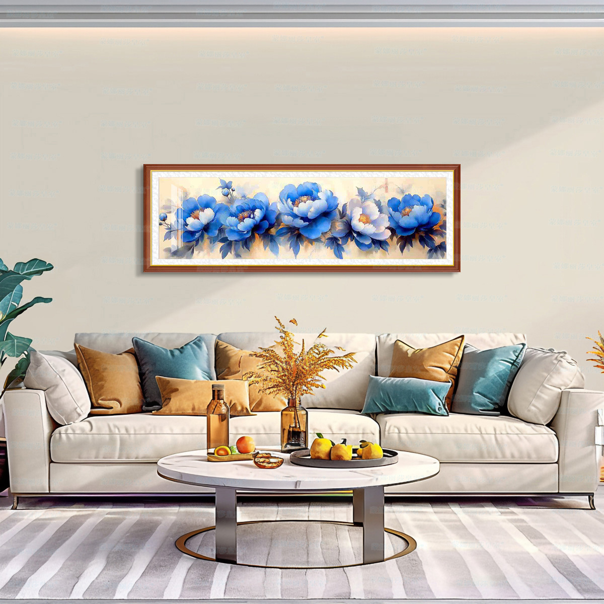 [Algodón importado] Mona Lisa Royal Punto de cruz Peonía azul Estilo chino Flor grande Sala de estar Bordado hecho a mano image 4