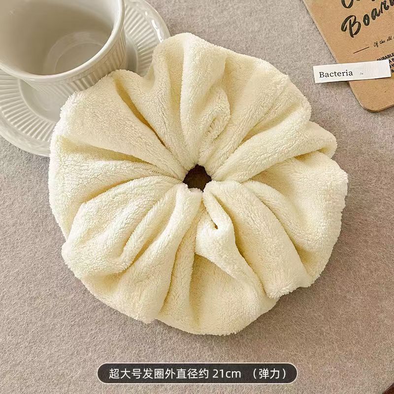 超大毛巾发圈干发大肠发圈女气质简约秋冬丸子头枕头毛绒头绳头饰|undefined