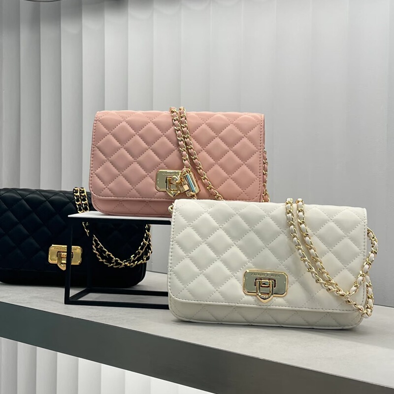 New Ck Small Chanel-Style Chain Quilted Handbag, Adjustable Small Gold Ball Crossbody Bag for Women New Ck Small Chanel-Style Chain Quilted Handbag, Adjustable Small Gold Ball Crossbody Bag for Women