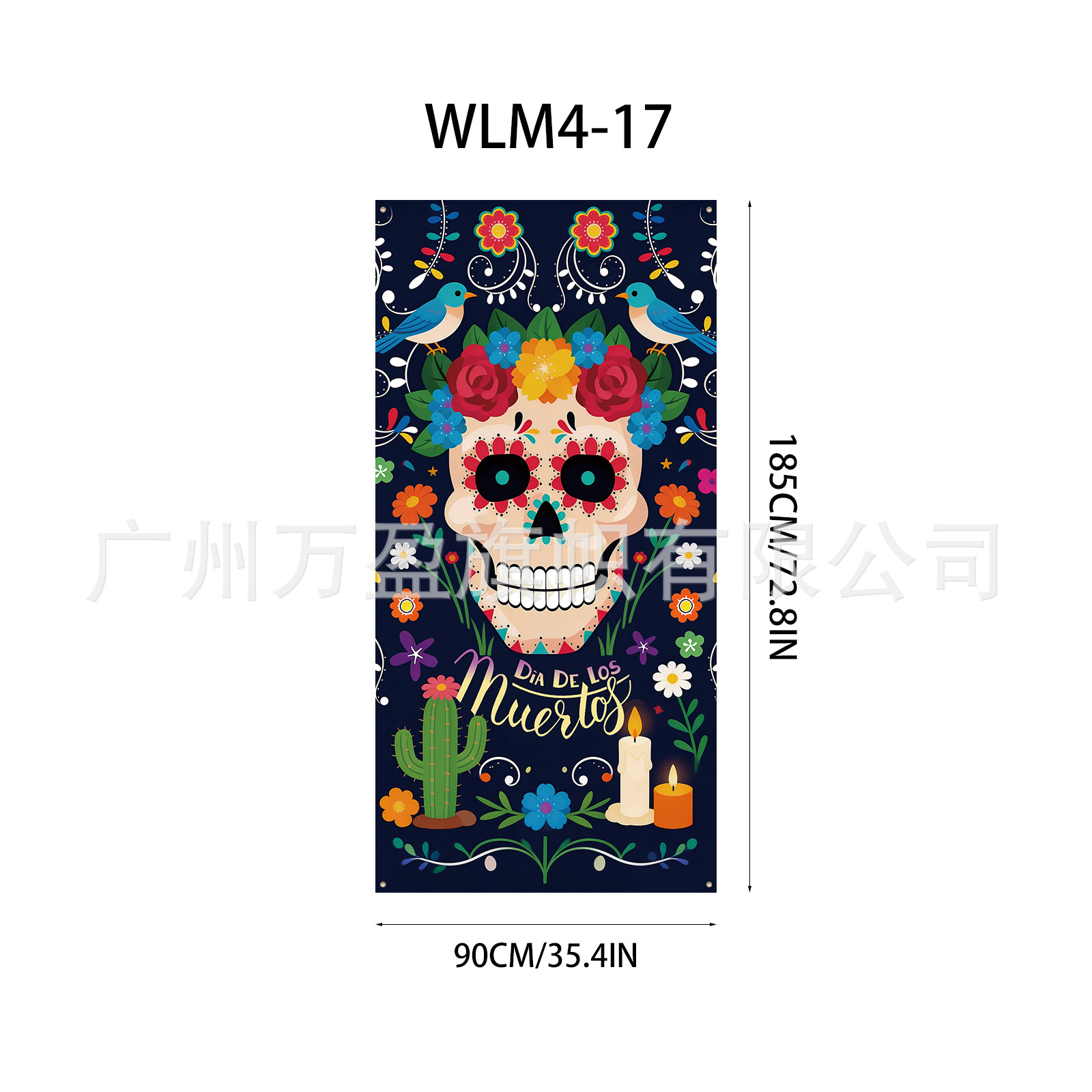 Pancarta Decorativa para Puerta de Poliéster para Día de los Muertos y Fiestas