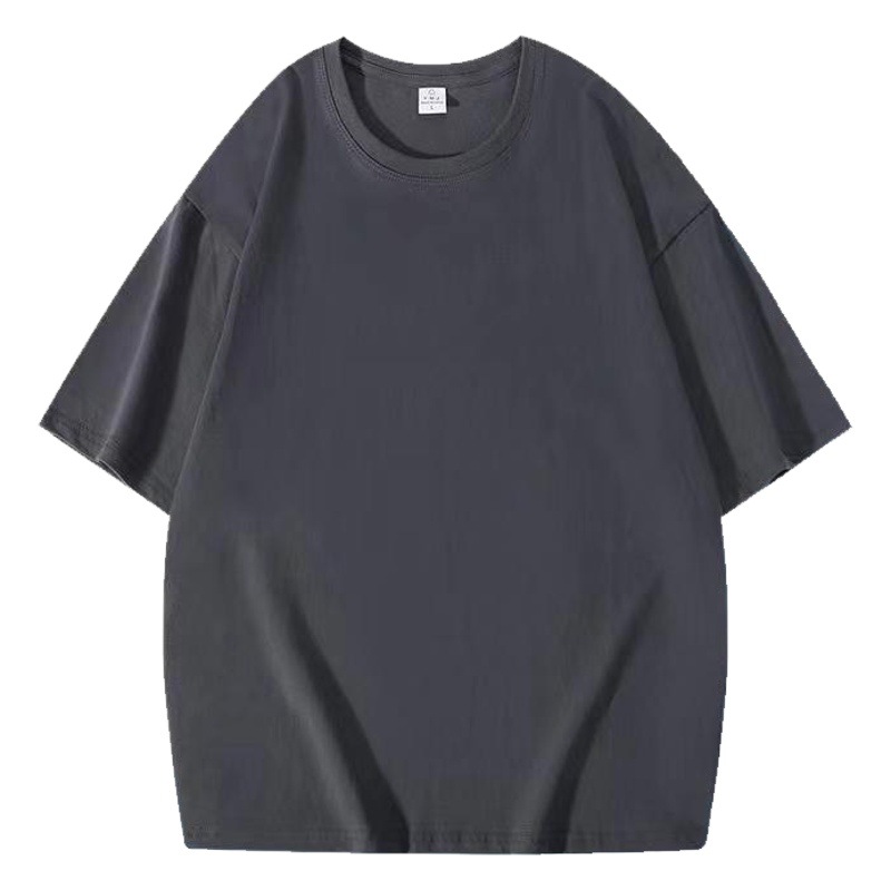Camiseta de algodón pesado logotipo personalizado gota hombro suelta camiseta impresa de manga corta Camiseta de publicidad ropa de clase bordado